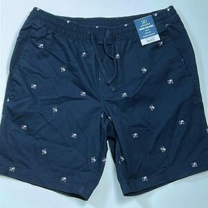 New men’s elastic waist navy novelty pull on shorts Texas red white blue M 32 34